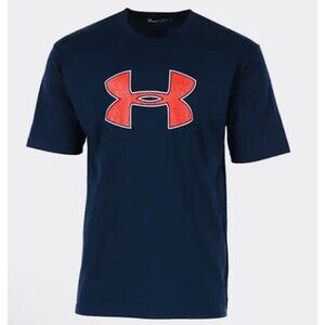 NEW UA Under Armour Men's L Navy Big Logo Sport Tee Top Athletic Muscle Shirt